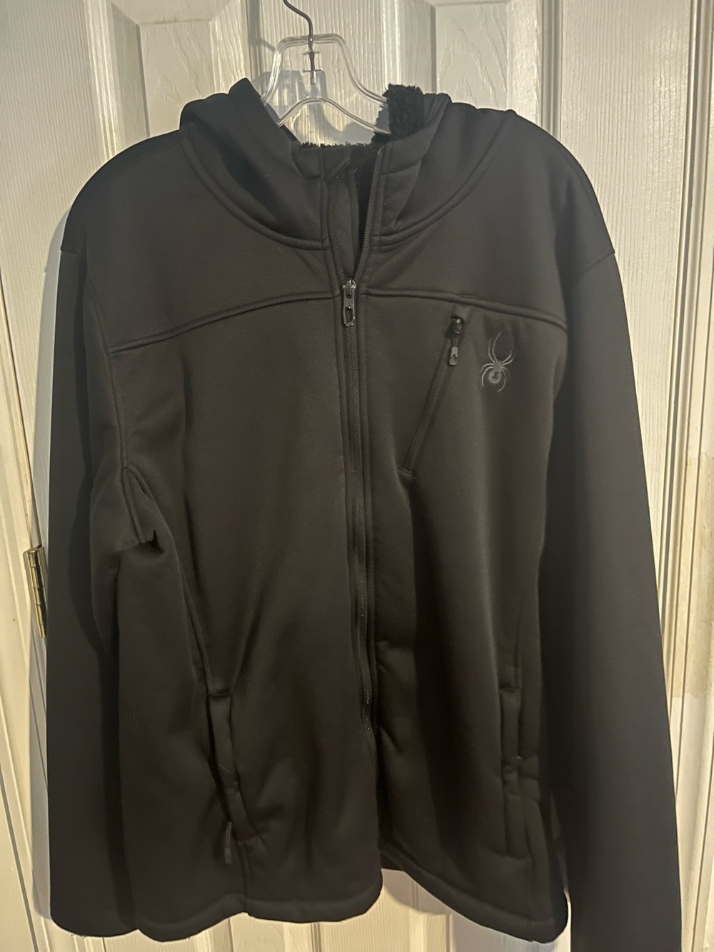 Spyder Black Hooded Zip Jacket with Chest Logo